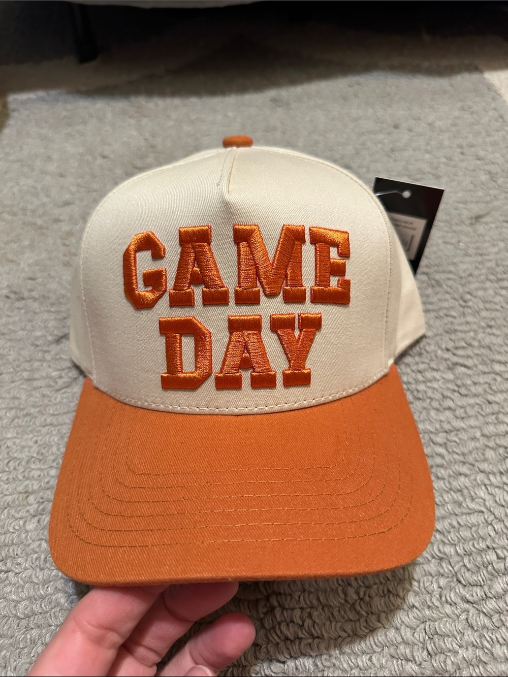 GAME DAY Two-Tone Baseball Cap Trucker Hats - Cream / Orange / Blue